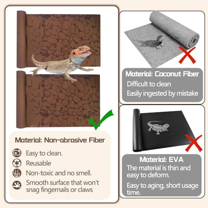 BNOSDM 2 PCS Reptile Carpet Mat Terrarium Liner Bedding Reptile Cage Mat Supplies for Tortoise Lizard Leopard Gecko Snake Chameleon 23.6’’ x 15.7’’ - size: M（2PCS）：23.6 x 15.7 IN