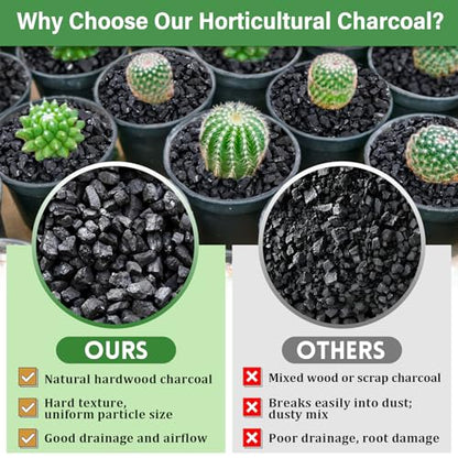 4QT All Natural Horticultural Charcoal- Activated Hardwood Plant Charcoal for Soil Amendment, Conditioning Bonsai Soil, Succulent, Terrarium Supplies, Indoor Plant Potting Soil - color: 4 QT