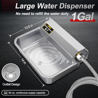 1Gal/3.8L Automatic Water Dispenser for Dogs, Patented Automatic Dog Water Bowl Dispenser, Stainless Steel Water Bowl for Livestock Chicken, Outdoor Dog Water Feeder Fit 3/4'' GHT Faucet - color: SS-sliver