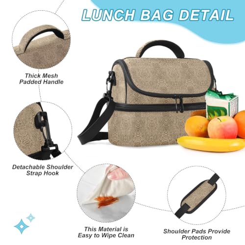 Emelivor Snake Insulated Lunch Bag Container Tote for Adult | 8L Double Deck,Large Lunch Box with Shoulder Strap,Thermal Meal Prep Cooler,Suitable for School Work Picnic Office Travel