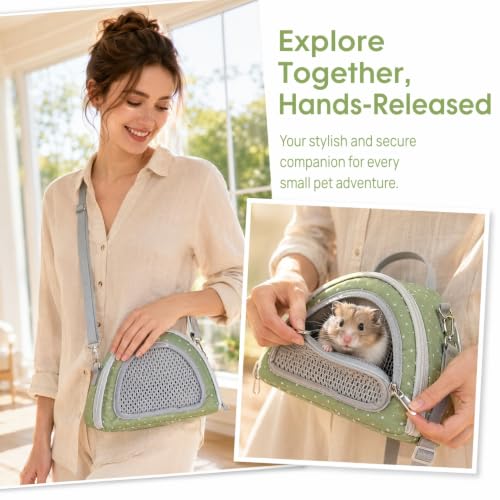 SHINEOFI 2Pcs Small Animal Carrier Bag, Breathable Mesh Crossbody Pet Travel Pouch, Portable Outdoor Carrier for Hamster, Guinea Pig, Hedgehog, Lizard