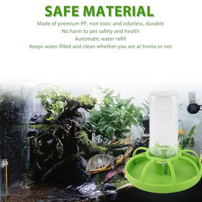 Reptile Water Dispenser, PP Gravity Water Bottle Automatic Feeder with Removable Top and Smooth Edges, Self Refilling Station for Lizard Tortoise Chameleon (Large) - size: Large