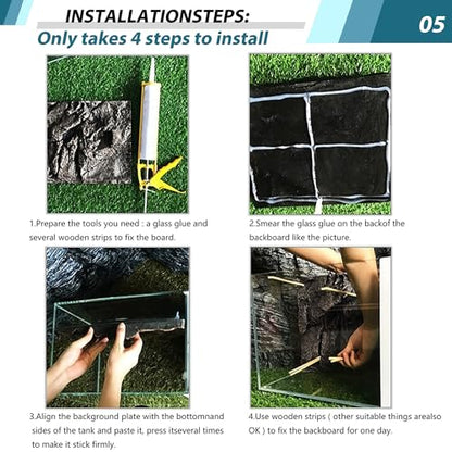 23.6x17.7in Rock Terrarium Background,3D Reptile Tank Background Board,Amphibian Stereo Backdrop Wall,Lizard Snake Gecko Spider Turtle Fish pet silo Background Decorative Panel(Blue) - color: Blue-23.6"* 11.8"（1pcs）