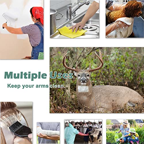 50Pcs Veterinary Insemination Rectal Long Gloves Disposable Plastic Full Arm 35.5 Inch with (Free 20 Rubber Bands) for Field Dressing House Cleaning Gardening