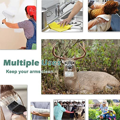 50Pcs Veterinary Insemination Rectal Long Gloves Disposable Plastic Full Arm 35.5 Inch with (Free 20 Rubber Bands) for Field Dressing House Cleaning Gardening