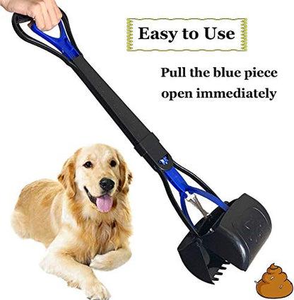 ienjoyed Non-Breakable Pooper Scooper for Large Medium & Small Dogs Heavy Duty, 28“Long Handled Dog Poop Scooper for Grass,Durable Dog Poop Pick Up Tool, Poop Grabber - color: Blue