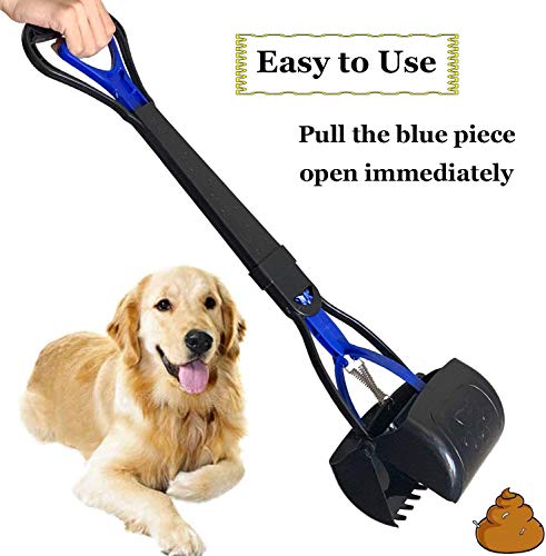 ienjoyed Non-Breakable Pooper Scooper for Large Medium & Small Dogs Heavy Duty, 28“Long Handled Dog Poop Scooper for Grass,Durable Dog Poop Pick Up Tool, Poop Grabber - color: Blue
