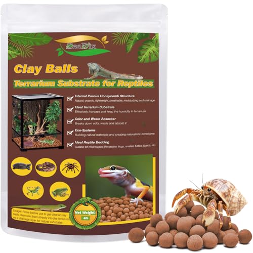 Reptile Substrate Clay Balls for Terrarium, 4 LBS | Organic Expanded Clay Pebbles, Moisturizing & Drainage False Bottom Substrate for Reptiles & Amphibians, Bioactive Substrate - color: 4LBS