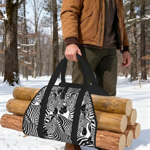 AMRANDOM Firewood Carrier, Zebra Black And White Heavy Duty Log Carrier for Firewood, Wood Carrier with Handles - color: Color1022