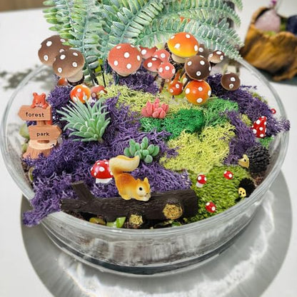 37 Pcs Fairy Wild Garden Supplies, Miniature Mushrooms Statues with Fake Moss for Fairy Outdoor Garden Micro Landscape Terrarium Plant Pots Bonsai Decor