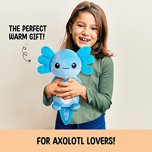 Axolotl Microwavable Unscented Heating Pad for Women and Kids- Cute Soft Cozy Pillow Plush Heatable Warm Stuffed Animals - Kawaii Hot and Cold Plushie Food Toy - Axolotl Gifts for Girls and Boys - style: Blue Axolotl