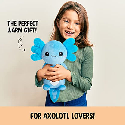 Axolotl Microwavable Unscented Heating Pad for Women and Kids- Cute Soft Cozy Pillow Plush Heatable Warm Stuffed Animals - Kawaii Hot and Cold Plushie Food Toy - Axolotl Gifts for Girls and Boys - style: Blue Axolotl