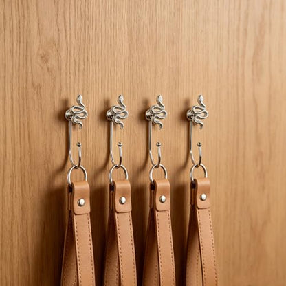 4 Pack Snake Hanger,Metal Animal Hook for Hanging Towels Clothes Keys Hats Purse Backpacks (Silver) - color: Silver