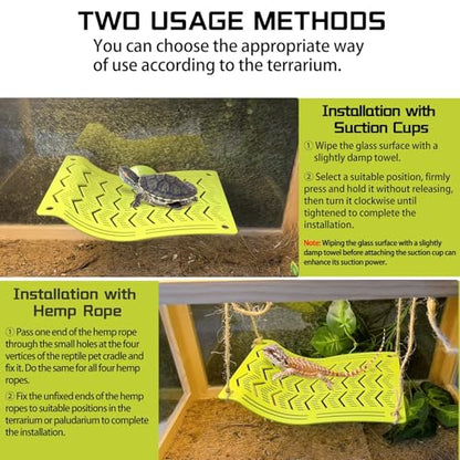 2PCS Bearded Dragon Hammock,Turtle Dock Basking Platform with Suction Cups,Reptile Plastic Climbing Lounger Tank Accessories for Lizards Frog Gecko Snakes