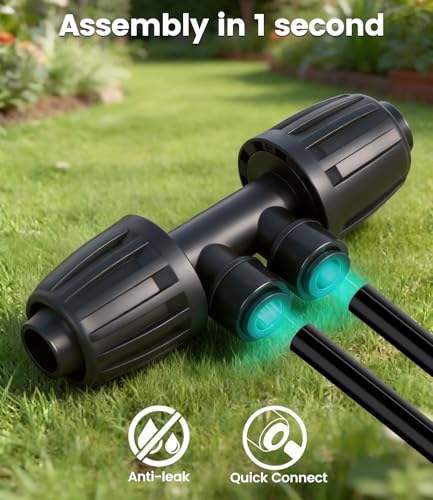 132FT Drip Irrigation Tubing Kit with 1/2 inch Drip Irrigation Tubing, 1/4 inch Irrigation Dripline, and Irrigation Parts for Garden, Raised Beds, and Greenhouse Watering - size: 132FT