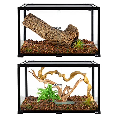 REPTIZOO 84 Gallon Large Reptile Terrarium Extra-Long 60" x 18" x 18" Spliceable Glass Reptile Tank, Double Top Cover Enclosure Habitats - size: 60" x 18" x 18"