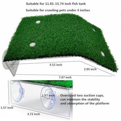 alfyng Turtle Resting Basking Platform Simulation Grass Turtle Ramp, Lawn Tortoise Climbing Ladder Resting Terrace for Reptile Frog Terrapin Amphibian - Medium - size: Medium