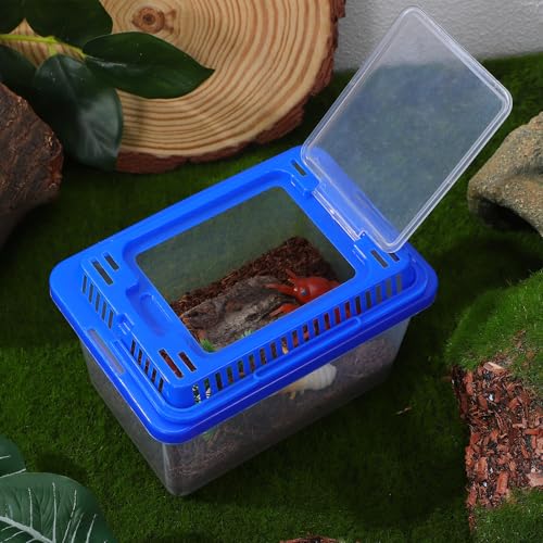 Alipis Small Fish Tank: Clear Plastic Aquarium with Lid & Handle - Portable Reptile Carrier for Turtles, Snakes, Fish Home Transport and Storage 5. 27x3. 66x3. 62 Inch