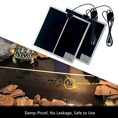 Reptile Heating Mat, 2PCS Reptile Heating Pad with Temperature Adjustment for Reptiles Tortoise Snakes Lizard Gecko Hermit Crab Amphibians - Removable Terrarium Heat Mats(14W, 11x11 inches) - size: 2PCS,14W