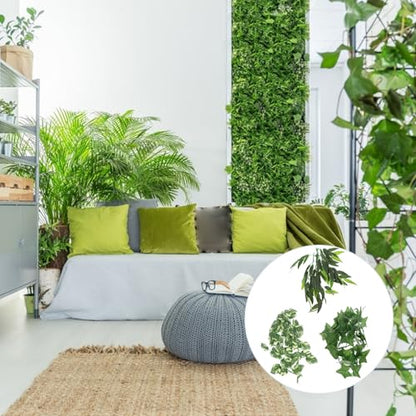 LIOOBO 3pcs Reptile Terrarium Plant Set, Realistic Green Vine Leaves Decoration, 12-inch Leaf and 30cm Faux Plants for Lizard Gecko Snake Habitat