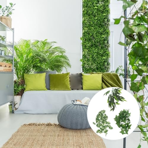 Ciieeo 3pcs Reptile Plant Tank Decoration Set with Suction Cups, Leaf Green Artificial Vines 12 Inch and 30cm for Gecko, Lizard, Snake Terrarium Habitat Accessories