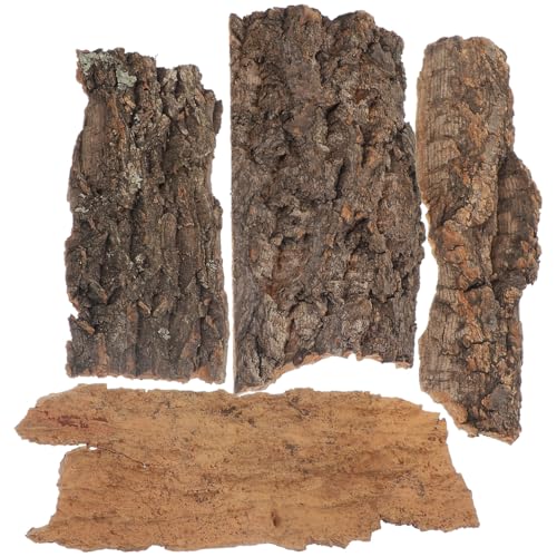 IMIKEYA 4Pcs Reptile Tree Bark Reptile Hides: Natural Wood Cork Bark Gecko Hide Small Climbing Barks Terrarium Decor Lizard Geckos Tortoise Birdcage Tank Accessories Water Tube Landscaping