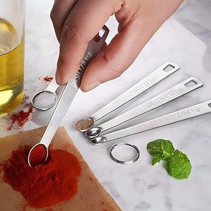 18PCS Measuring Cups and Spoons Set, Include 7 Nesting Measuring Cups, 6 Measuring Spoons and 5 Mini Spoons, Stainless Steel Metal Measuring Set, Kitchen Gadgets for Cooking & Baking - size: 18PCS Set