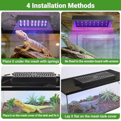 UVB Reptile Light, Dimmable UVA UVB Lamp with Timer & 3 Modes, Adjustable 5.0-20.0 Output, 6500K Daylight LED Reptile Tank Light for Bearded Dragon, Snake, Turtle, 10-40 Gallon (8 INCH) - size: 8 INCH