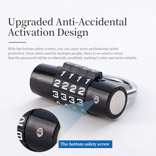 4-Digit Combination Lock, Black Shackle for School Gym Locker | Ideal for sports toolbox case hasp storage - size: 3.5" black