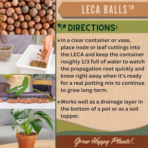 LECA Balls - Lightweight Natural Hydroponic Clay Pebbles for Plants, Improves Drainage, 10 Qt