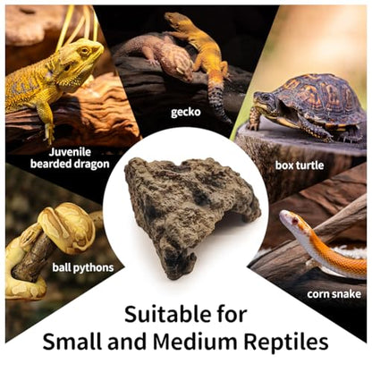 Reptile Hide Bearded Dragon Cave Hideouts Habitat Décor for Snake (Large) | Simulation Rock, Terrarium Tank Accessories, Turtles Lizards Snakes Crab Hide