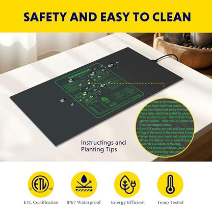 iPower Waterproof Seedling Heat Mat 10" x 20", 2 Pack ETL Certified Durable Germination Heating Pad, for Seed Starting Propagation - size: 10" x 20"(x2), style: Heat Mat Upgrade Version