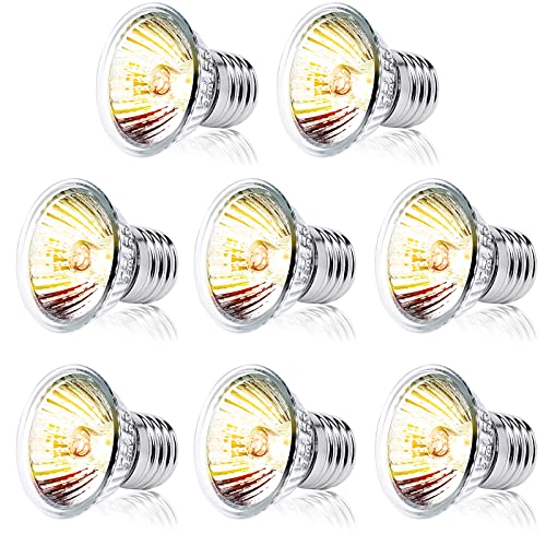 8Pack 50W Reptile Heat Lamp Bulbs E26 Dimmable Full Spectrum Sun Lamp Turtle Heat Bulb for Bearded Dragon, Chicks, Lizard, Snake, Puppies