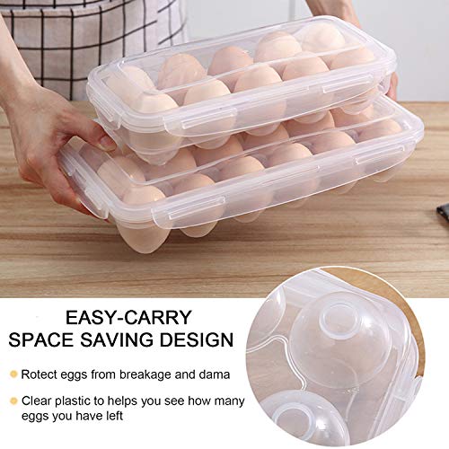 XBY-US 2 Pack Covered Egg Holders For Refrigerator, Plastic Storage Container/ Deviled Egg Tray Carrier with Lid Fits 18X2 Eggs(36 Eggs) - style: A-18 Egg-2 Pack
