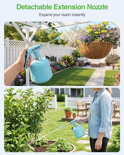 TaskStar Electric Spray Bottle 2L/0.5 Gallon, Battery Powered Garden Sprayer Up to 7.5 Hours Long Battery Life with Fast Charging, Automatic Mister Spray Bottle for Plant with Independent Water Inlet - color: Blue