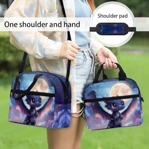 Black Dragon Kids Insulated Lunch Box 8-10 Lunch Bag Back to School Lunch Boxes Moon Camping Lunchbag Outdoor Galaxy Picnic Lunch Containers Student Outer Space Lunch Tote Bag - color: Black Dragon
