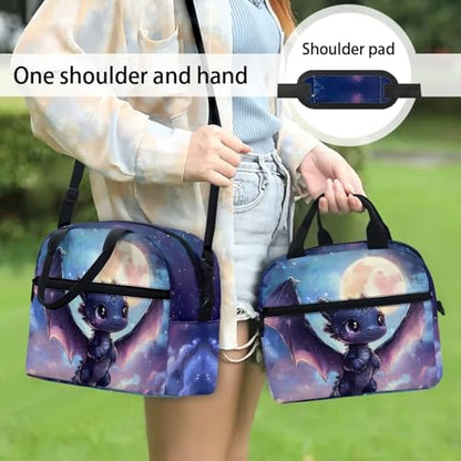 Black Dragon Kids Insulated Lunch Box 8-10 Lunch Bag Back to School Lunch Boxes Moon Camping Lunchbag Outdoor Galaxy Picnic Lunch Containers Student Outer Space Lunch Tote Bag - color: Black Dragon