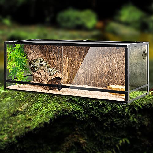 REPTI ZOO 67 Gallon Reptile Large Terrarium Newly Upgraded All Glass 48" x 18" x 18" Double Hinge Door with Top Ventilation Reptile Terrarium(Knock-Down) - color: Reptile Terrarium - Double Hinge Door