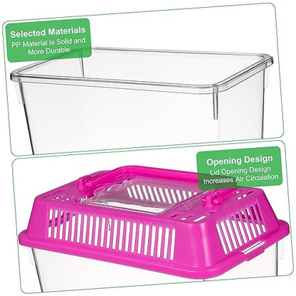 UKCOCO 4pcs Portable Turtle Feeding Box Transparent Reptile Habitat for Pets for Safe Transport Play Aquarium with Ventilation Design