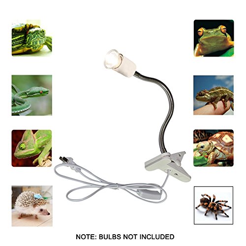 UVA/UVB Reptile Ceramic Heat Lamp - Pet Heating Bulb Holder Clamp - 110V-130V (White)