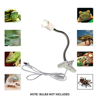 UVA/UVB Reptile Ceramic Heat Lamp - Pet Heating Bulb Holder Clamp - 110V-130V (White)