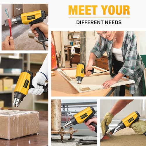 SEEKONE 1800W Compact Heat Gun 122℉-1202℉ Variable Temp for Crafting | Fast Heating 122℉-1202℉, 2-Speed Airflow, 20% Smaller Compact Design, Overheat Protection for Vinyl Wrap, Shrink Tubing