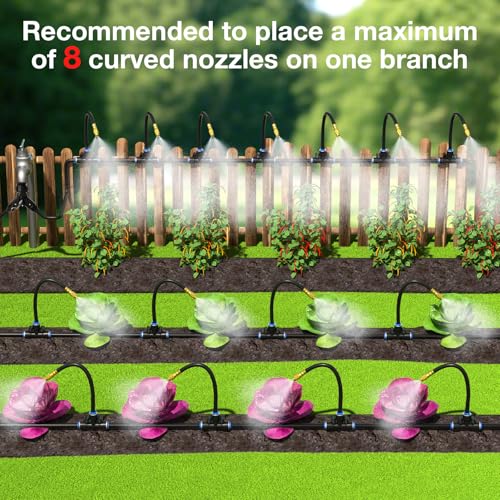 MIXC 1/4" Drip Irrigation System, Adjustable Copper Nozzles (7.8ft Rod Length, 12pcs nozzles and connectors,NO Water Pipe) - size: 7.8in
