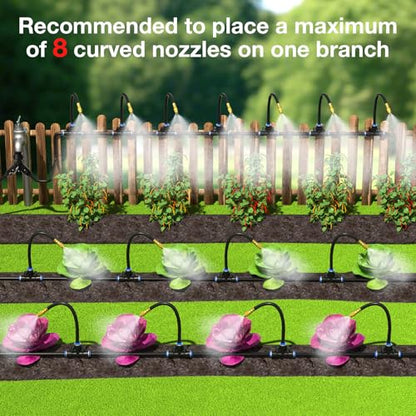 MIXC 1/4" Drip Irrigation System, Adjustable Copper Nozzles (7.8ft Rod Length, 12pcs nozzles and connectors,NO Water Pipe) - size: 7.8in