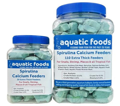Spirulina Enriched Calcium Feeders... 35ct Small Jar | For Shrimp, For Snails, For Crabs, Crayfish, Pleco, Catfish, For All Tropical Fish - size: 35 Count (Pack of 1)
