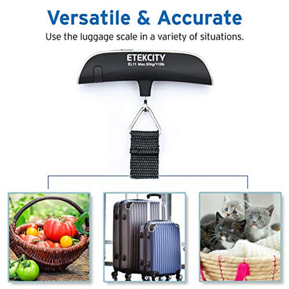 Etekcity Luggage Scale, Travel Essentials, Digital Weight Scales for Travel Accessories, Portable Handheld Scale with Temperature Sensor, Rubber Paint, 110 Pounds, Battery Included,2Pack | Travel Essentials, Air Travel, Suitcase, Hanging Hook, Rubber Grip