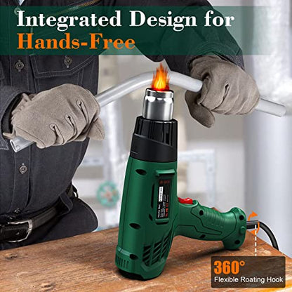 AcmyslaT Heat Gun, Heavy Duty Hot Air Gun Kit Dual Temperature Settings 572℉~932℉ (300℃-500℃), Overload Protection with 4 Nozzles for Crafts, Shrink Wrapping/Tubing, Paint Removing, Epoxy Resin | 572℉~932℉ (300℃-500℃), Overload Protection with 4 Nozzles f