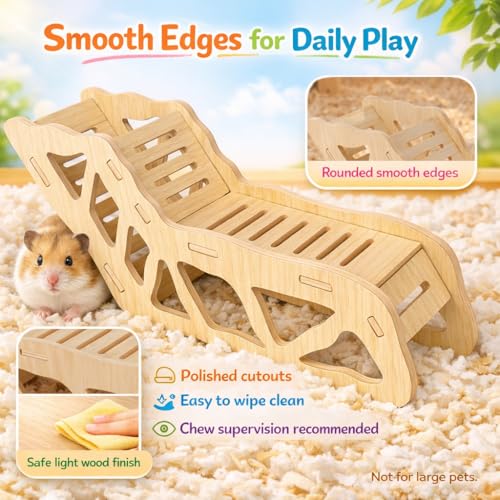 Versatile Hamster Hideout&Exploration Tunnel -Wooden Climbing Ladder&Peep Shelter | Hamster Hideout for Decorative Landscaping Digging Peeping Hide(Only for Small Hamsters)