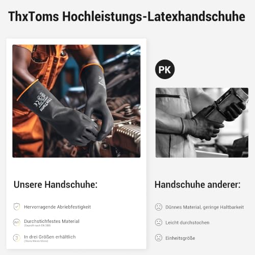 ThxToms Chemical Resistant Gloves,Long Rubber Gloves,Puncture Resistant | Heavy Duty Latex Industrial Gloves, Acid Oil & Alkali Resistant Waterproof for Auto Repair, Mechanics, 22", 1 Pair - color: 22"