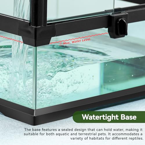 24x18x18'' Front-Opening Glass Reptile Tank for Gecko & Snake | Watertight base & metal mesh top; front-opening for easy feeding; pre-drilled cable holes. Fits tree frogs & chameleons. - size: 24'' x 18'' x 18''